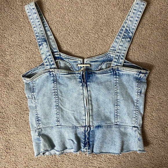 Denim front lace coreset top - Picture 2 of 4